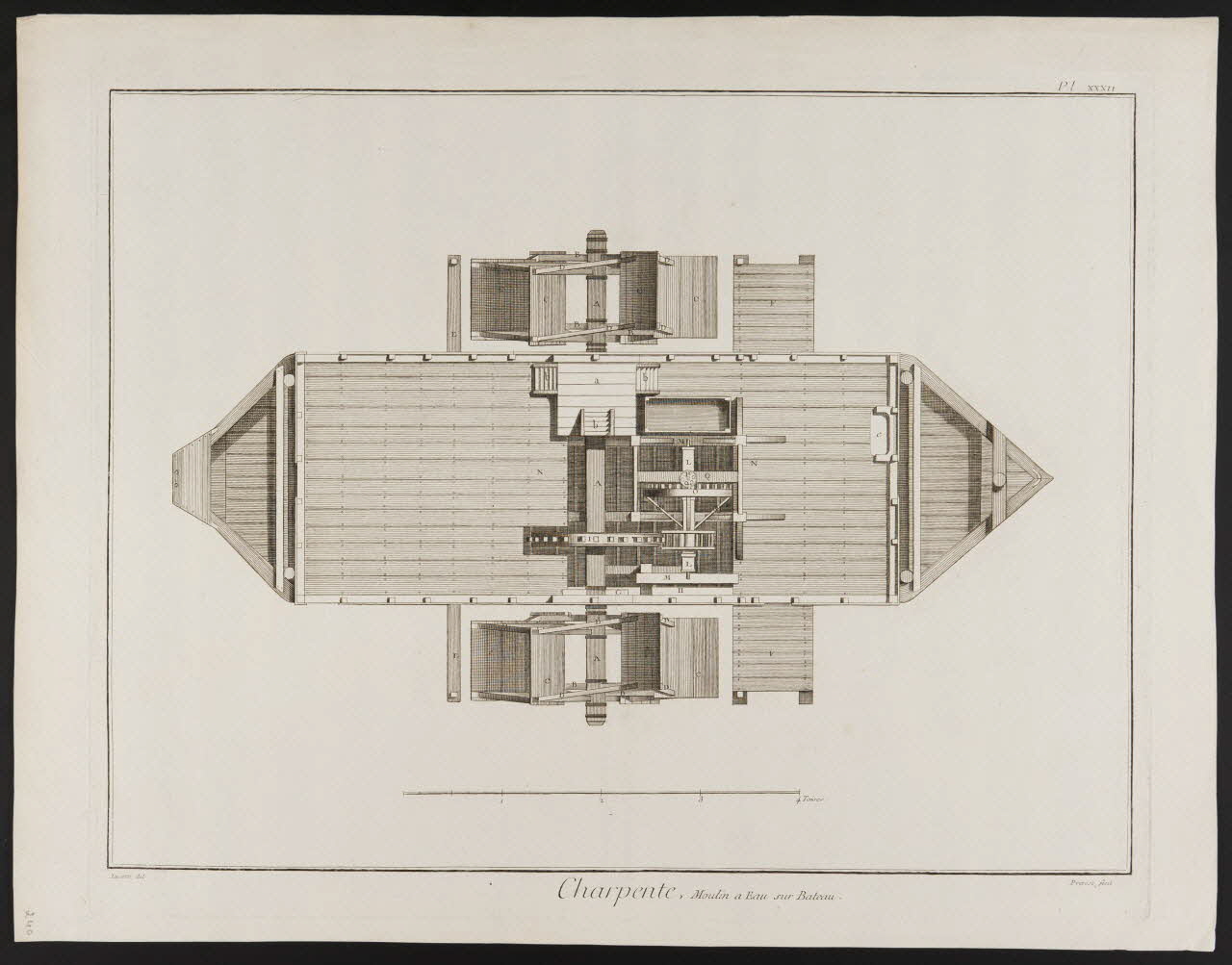 estampe Charpente, Moulin a Eau sur Bateau. 1988.35.2 Photo