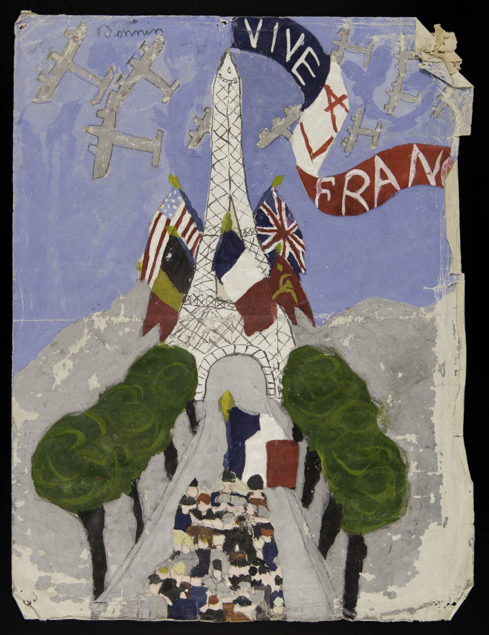 Enfant dessin La Tour Eiffel illuminée le jour de la Victoire 1944-1945 1988.35.23 Photo