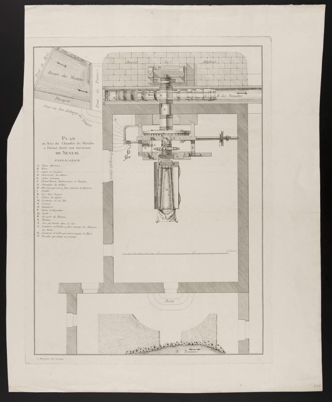 estampe PLAN  au Rez de Chaussée du Moulin  à Farine située aux environs  DE SENLIS 1988.35.8 Photo