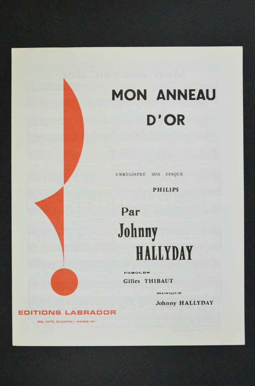 Gilles Thibaut ; Johnny Hallyday ; Editions Labrador; chanson petit format 1965 1969.88.1059 Photo Mucem