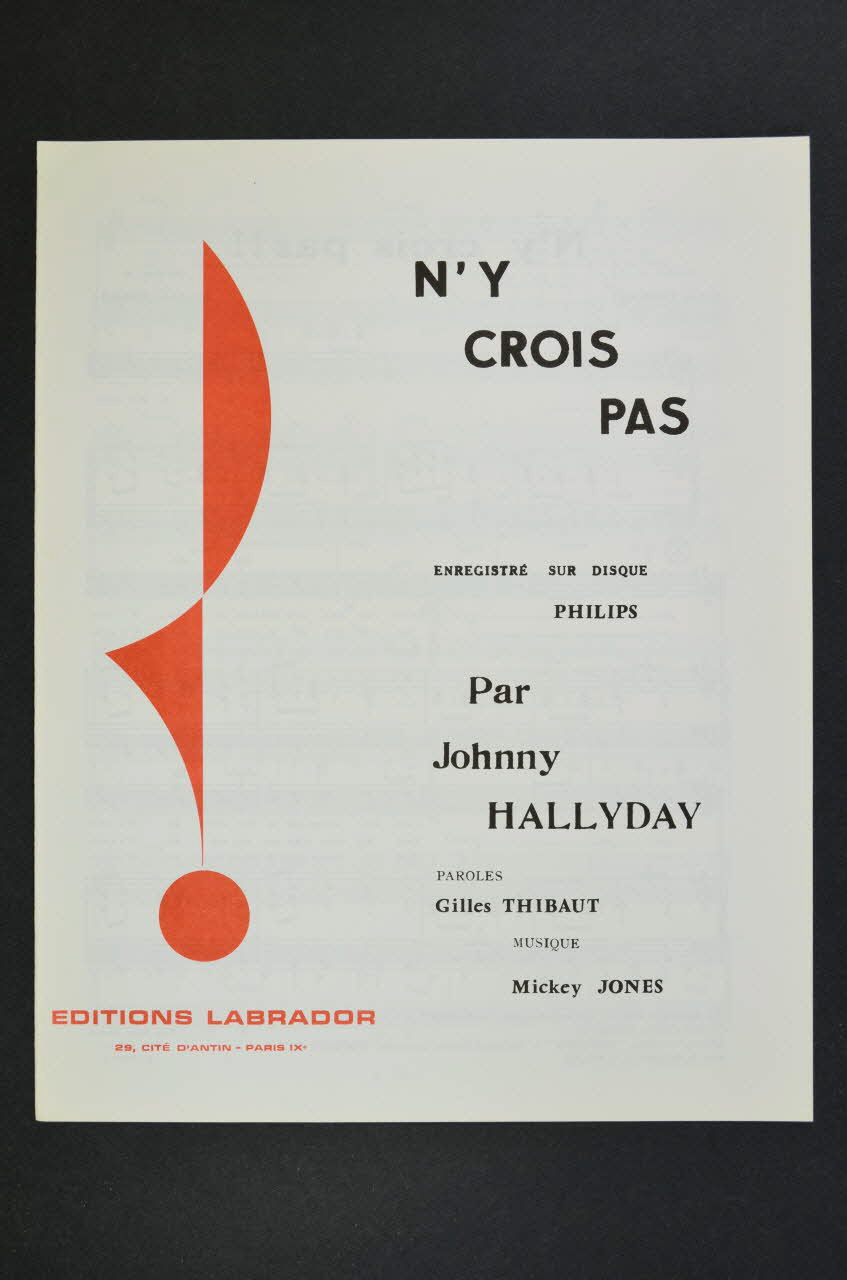 Gilles Thibaut ; Johnny Hallyday ; Editions Labrador; chanson petit format 1965 1969.88.1060 Photo Mucem