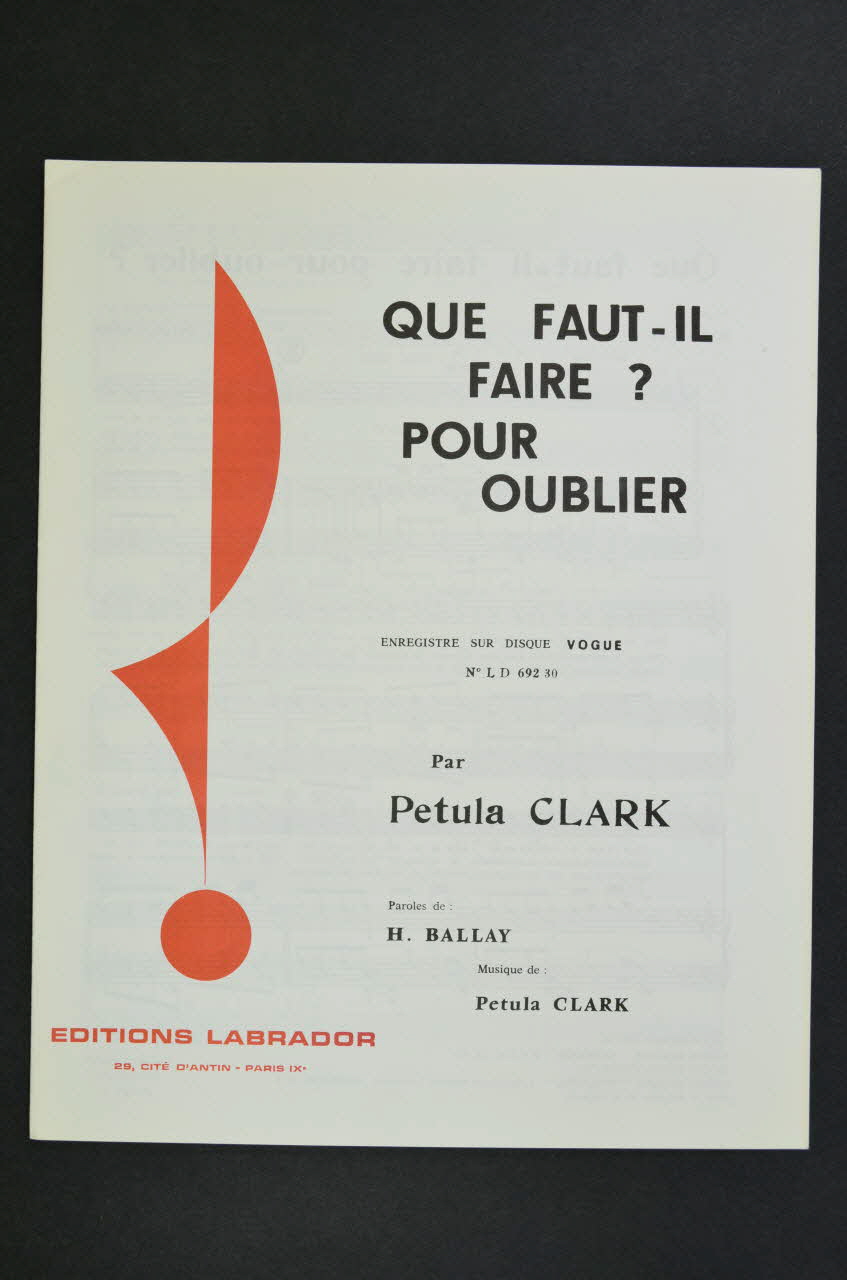 H. Ballay ; Pétula Clark ; Editions Labrador; chanson petit format 1965 1969.88.1062 Photo Mucem