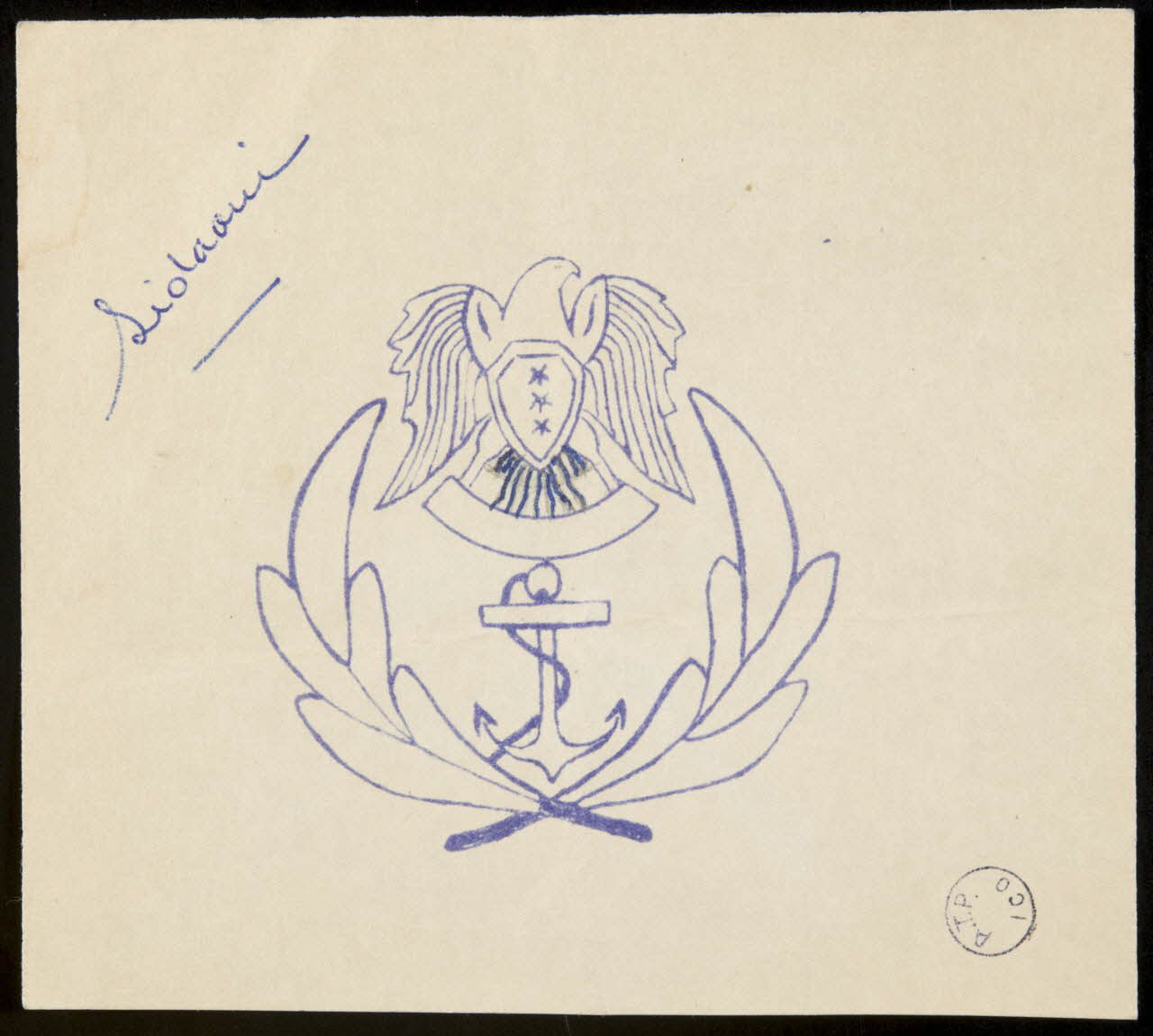 poncif Ecusson représentant un aigle et des feuilles de laurier 1988.57.228 Photo