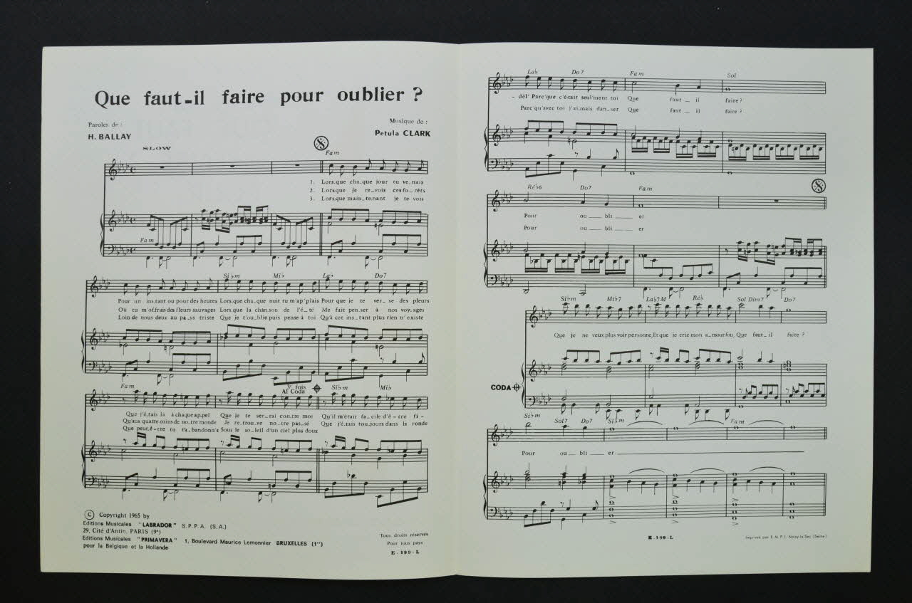 H. Ballay ; Pétula Clark ; Editions Labrador; chanson petit format 1965 1969.88.1062 Photo Mucem