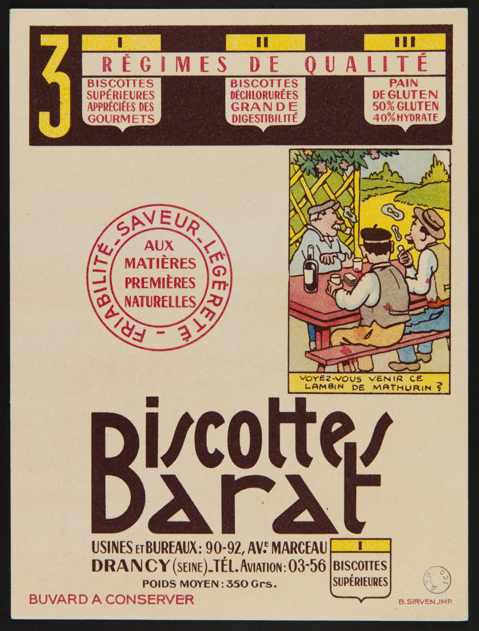 buvard publicitaire Biscottes  Barat 1988.57.240 Photo