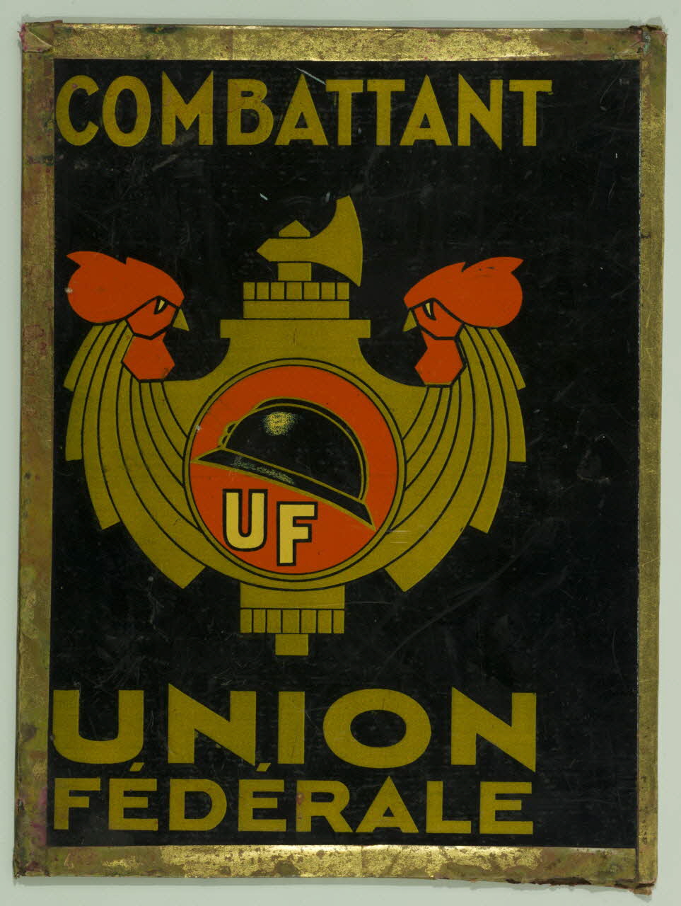 plaque publicitaire COMBATTANT  UNION FEDERALE 1990.1.146 Photo