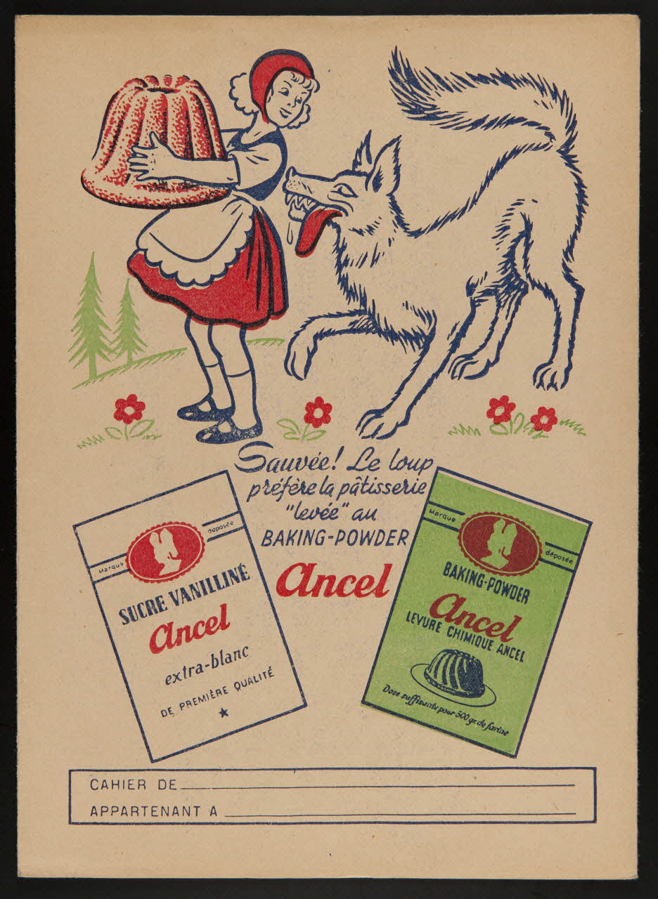 estampe Sauvée ! Le loup  préfère la pâtisserie  "levée" au  BAKING-POWDER  Ancel 1990.1.178 Photo
