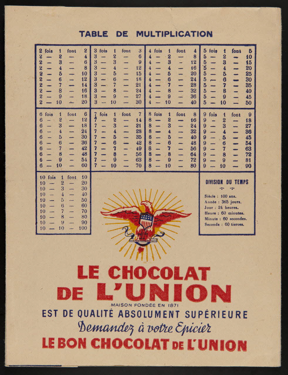 estampe CHOCOLAT  DE  L'UNION 1990.1.179 Photo