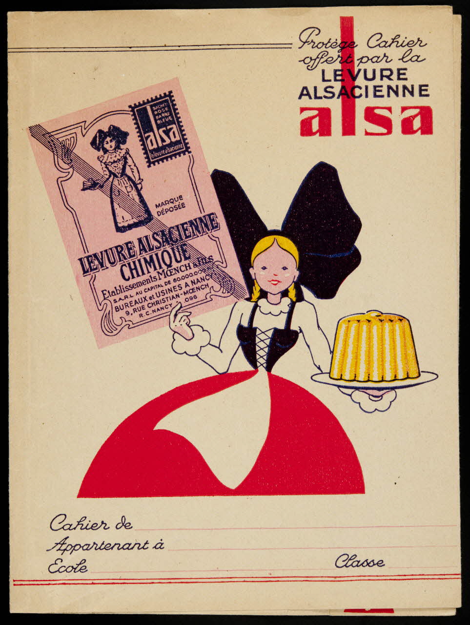 estampe Protège Cahier  offert par la  LEVURE  ALSACIENNE  alsa 1990.1.297 Photo