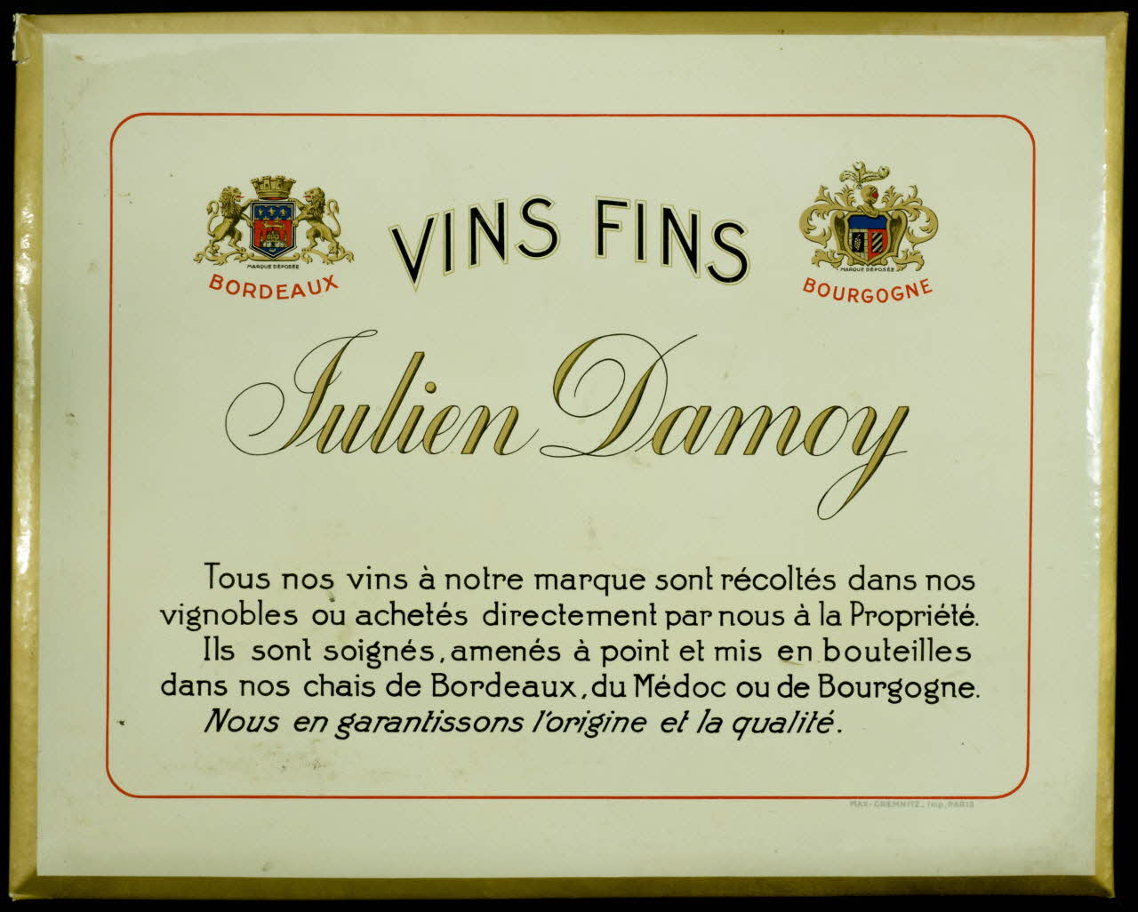 estampe VINS FINS  Julien Damoy 1990.1.314 Photo