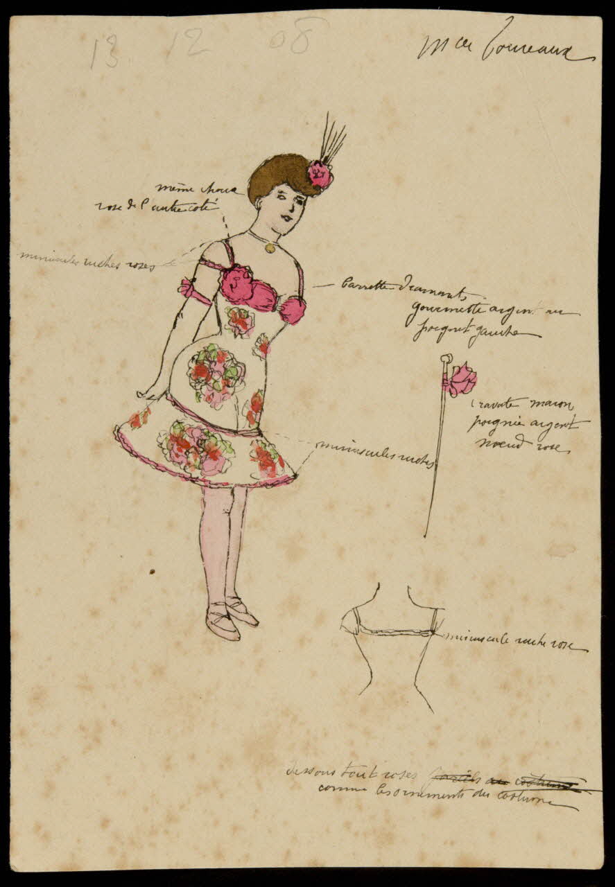 dessin Dessin de femme costumée annoté 1990.15.3 Photo
