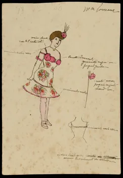 dessin Dessin de femme costumée annoté 1990.15.3  Photo