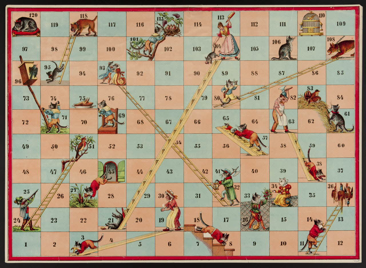 jeu de société Le jeu du chat et des échelles 1990.39.78.1 Photo