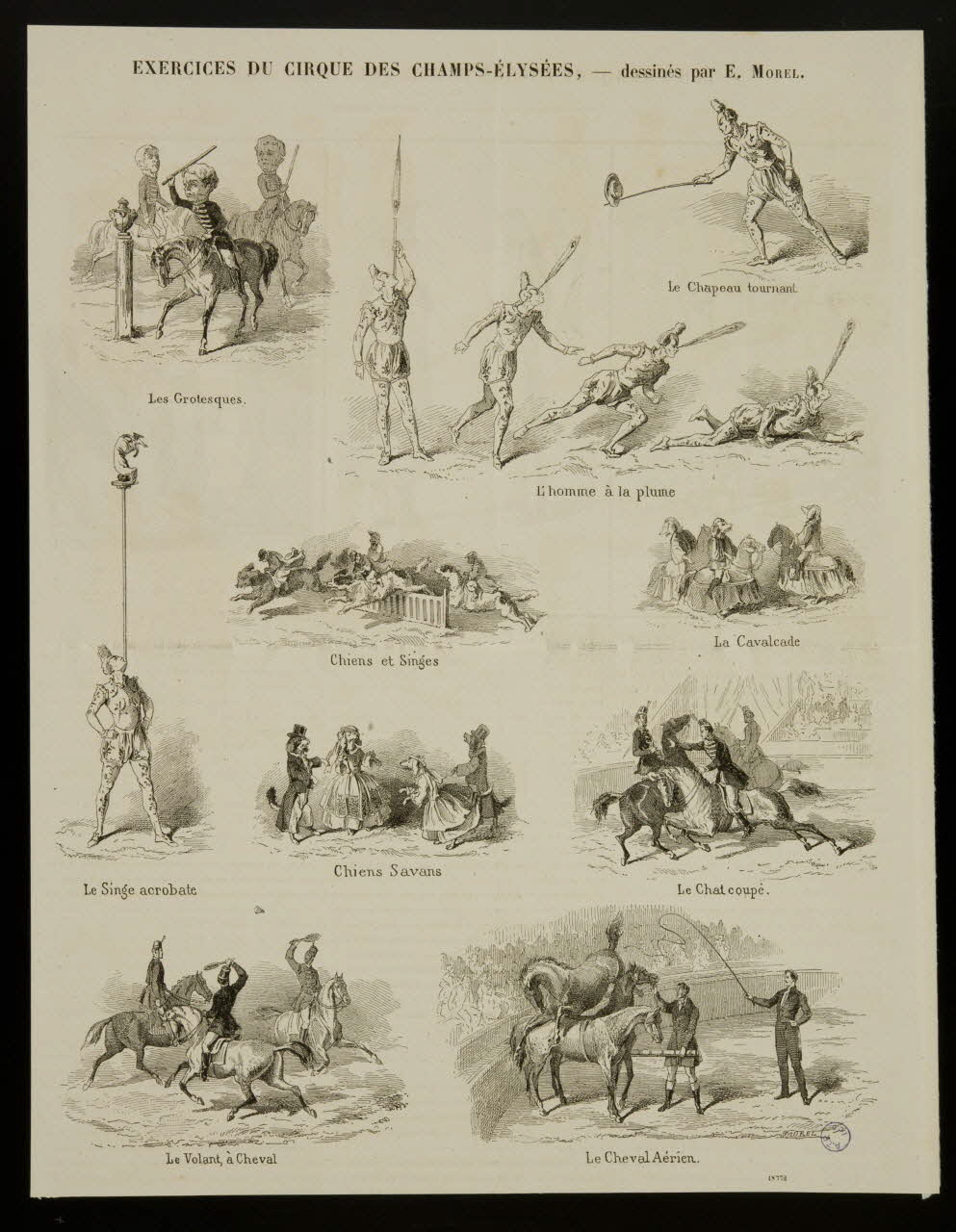 estampe EXERCICES DU CIRQUE DES CHAMPS-ELYSEES, - dessinés par E. MOREL. 1990.40.12 Photo