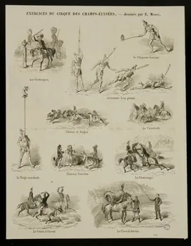 estampe EXERCICES DU CIRQUE DES CHAMPS-ELYSEES, - dessinés par E. MOREL. 1990.40.12 Photo