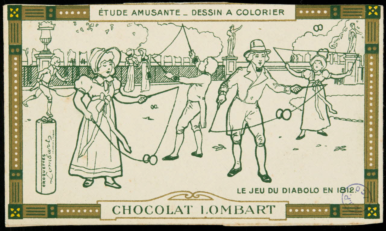 estampe ETUDE AMUSANTE _ DESSIN A COLORIER  LE JEU DU DIABOLO EN 1812. 1990.40.9 Photo