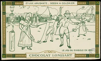 estampe ETUDE AMUSANTE _ DESSIN A COLORIER  LE JEU DU DIABOLO EN 1812. 1990.40.9  Photo