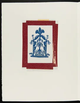 découpage, canivet Autel avec ostensoir, fleurs de lys, anges et végétaux 1990.5.104  Photo