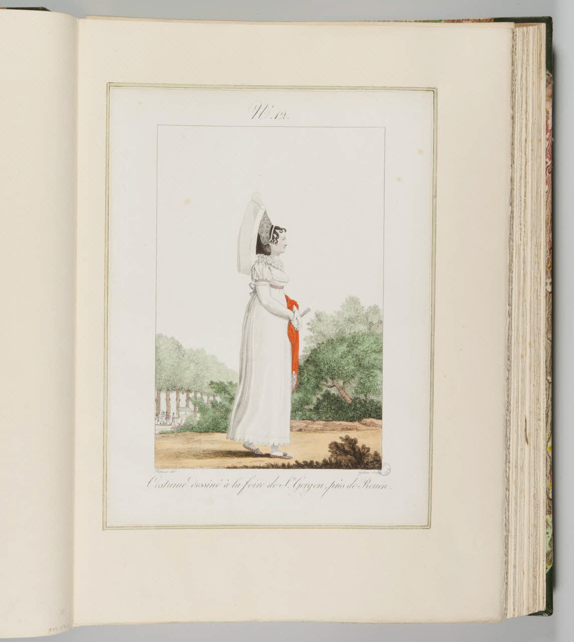 Benoît Pécheux ; Georges-Jacques Gatine ; Bernard Mancel élément d'ensemble Costume dessiné à la foire de St. Gorgon, près de Rouen. 1822-1832 1990.59.12 Photo