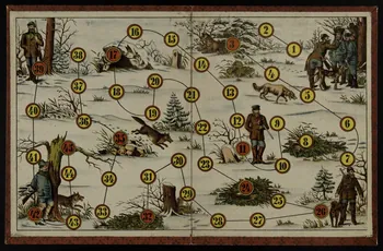 jeu de parcours Jeu et scènes de chasse dans la neige 1991.16.111  Photo