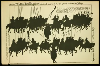 Kerhor Jean ; Bornemann O. jeu, ombre chinoise Le Bon Roi Dagobert, Comédie de Lemercier de Neuville, 4 feuilles d'ombres de Jean Kerhor Paris 1910 1991.16.2 Photo