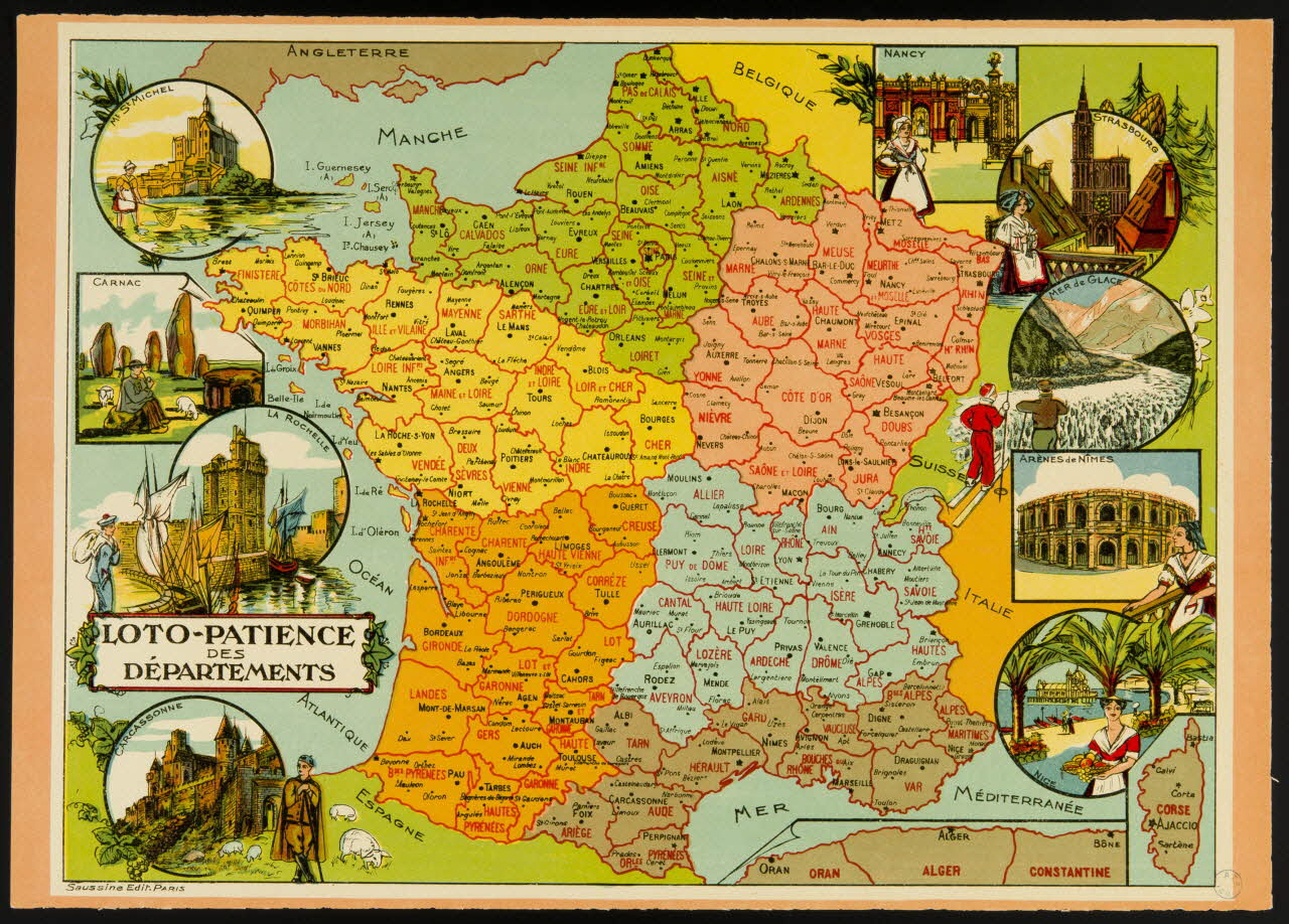 Léon Saussine jeu LOTO-PATIENCE  DES  DEPARTEMENTS Alsace, France 1918 1991.16.46 Photo