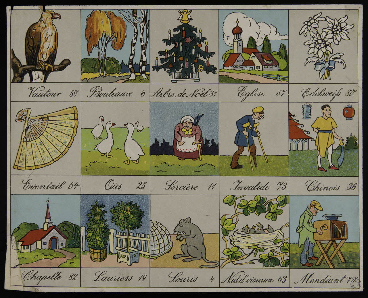 à compartiments : 5x3 Loto enfantin 1991.16.48 Photo