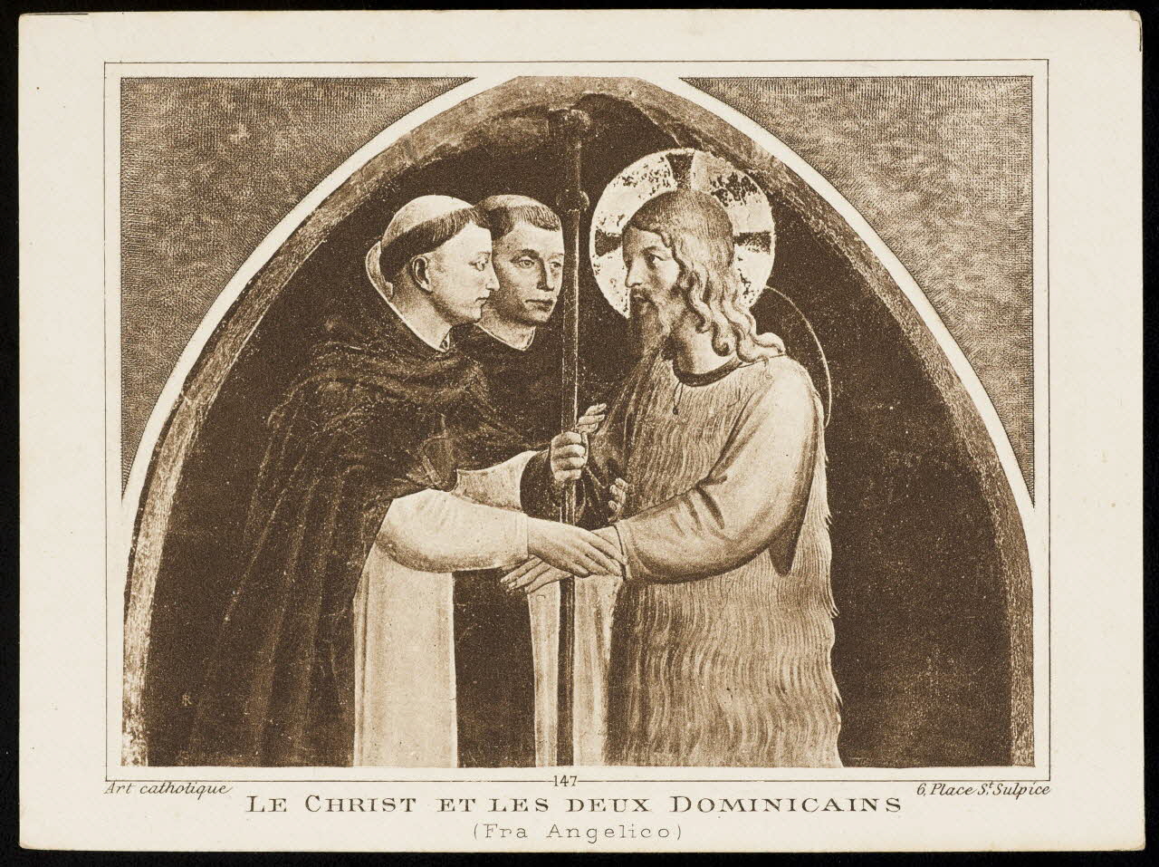 Fra Angelico ; Mollat ; Art catholique image pieuse LE CHRIST ET LES DEUX DOMINICAINS Bordeaux 1922 1991.25.15 Photo