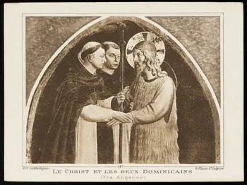 Fra Angelico ; Mollat ; Art catholique image pieuse LE CHRIST ET LES DEUX DOMINICAINS Bordeaux 1922 1991.25.15  Photo