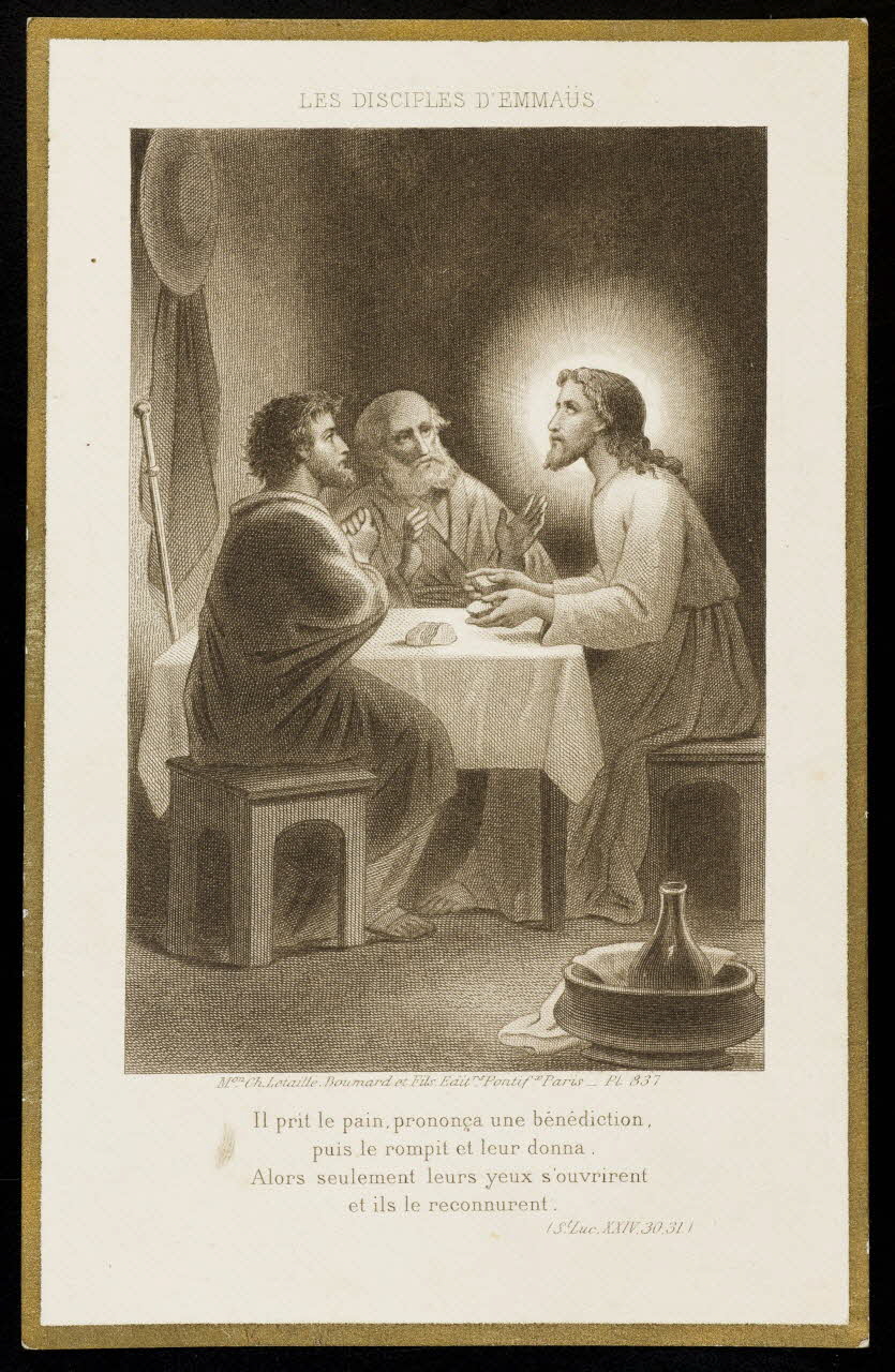 Boumard image pieuse LES DISCIPLES D'EMMAÜS Paris 1910 1991.25.22 Photo