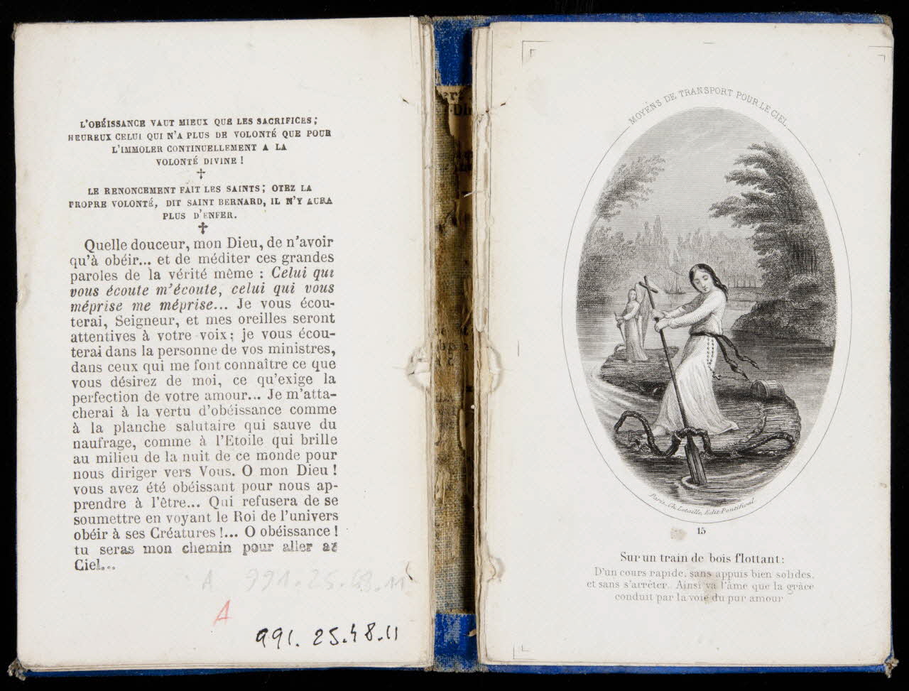 image pieuse MOYENS DE TRANSPORT POUR LE CIEL  Sur un train de bois flottant 1991.25.48.12 Photo