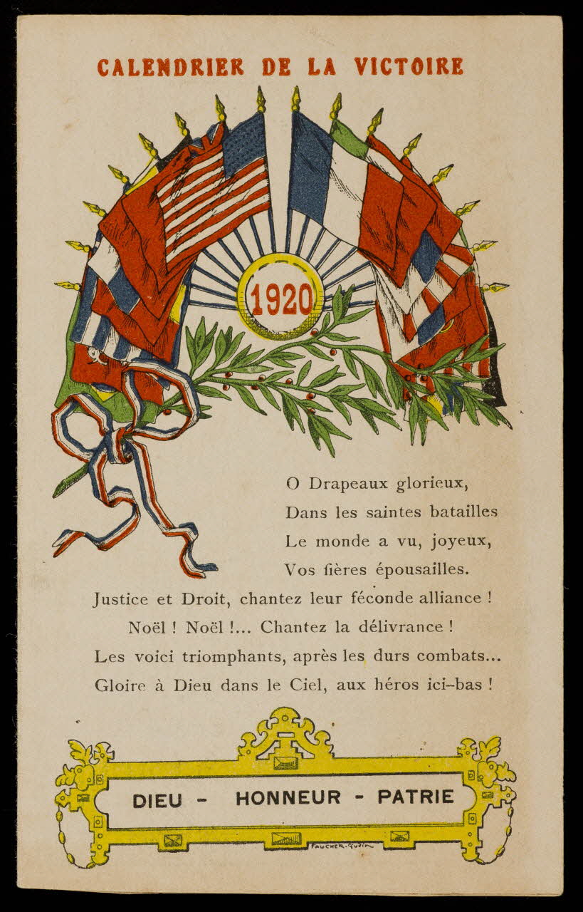 Orphelins Apprentis d'Auteuil calendrier CALENDRIER DE LA VICTOIRE Paris 1920 1991.25.52 Photo