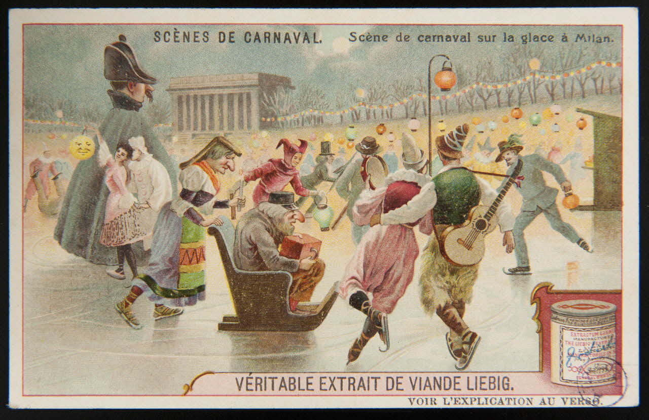 carte réclame SCENES DE CARNAVAL. Scène de carnaval sur la glace à Milan. 1992.1.294 Photo