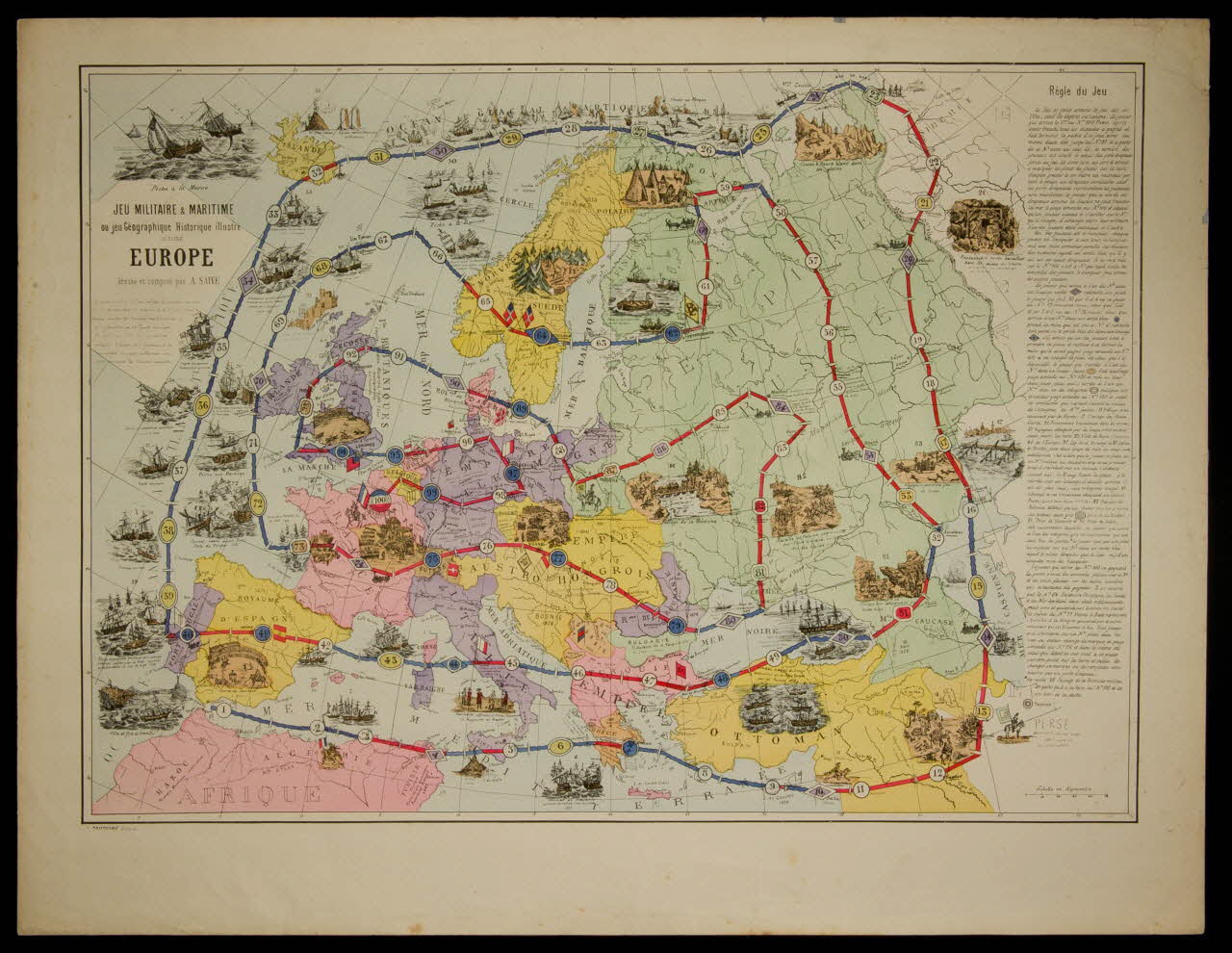 jeu de parcours JEU MILITAIRE & MARITIME  ou jeu Géographique Historique illustré  EUROPE 1992.20.26 Photo