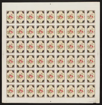 jeu de cartes Planche de 54 cartes fantaisie non découpées 1992.20.62 Photo