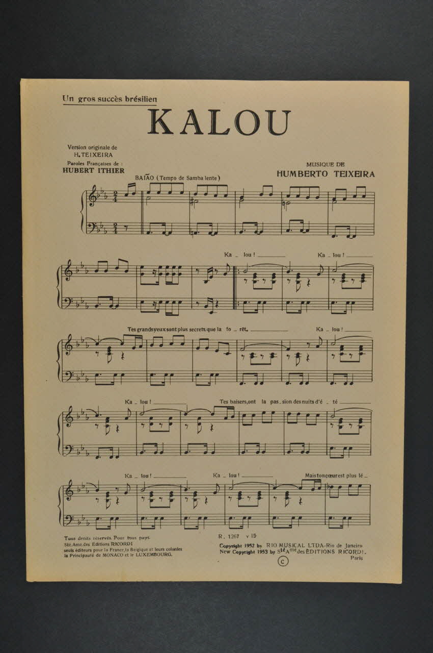 partition de musique Kalou 1969.88.1121 Photo Mucem