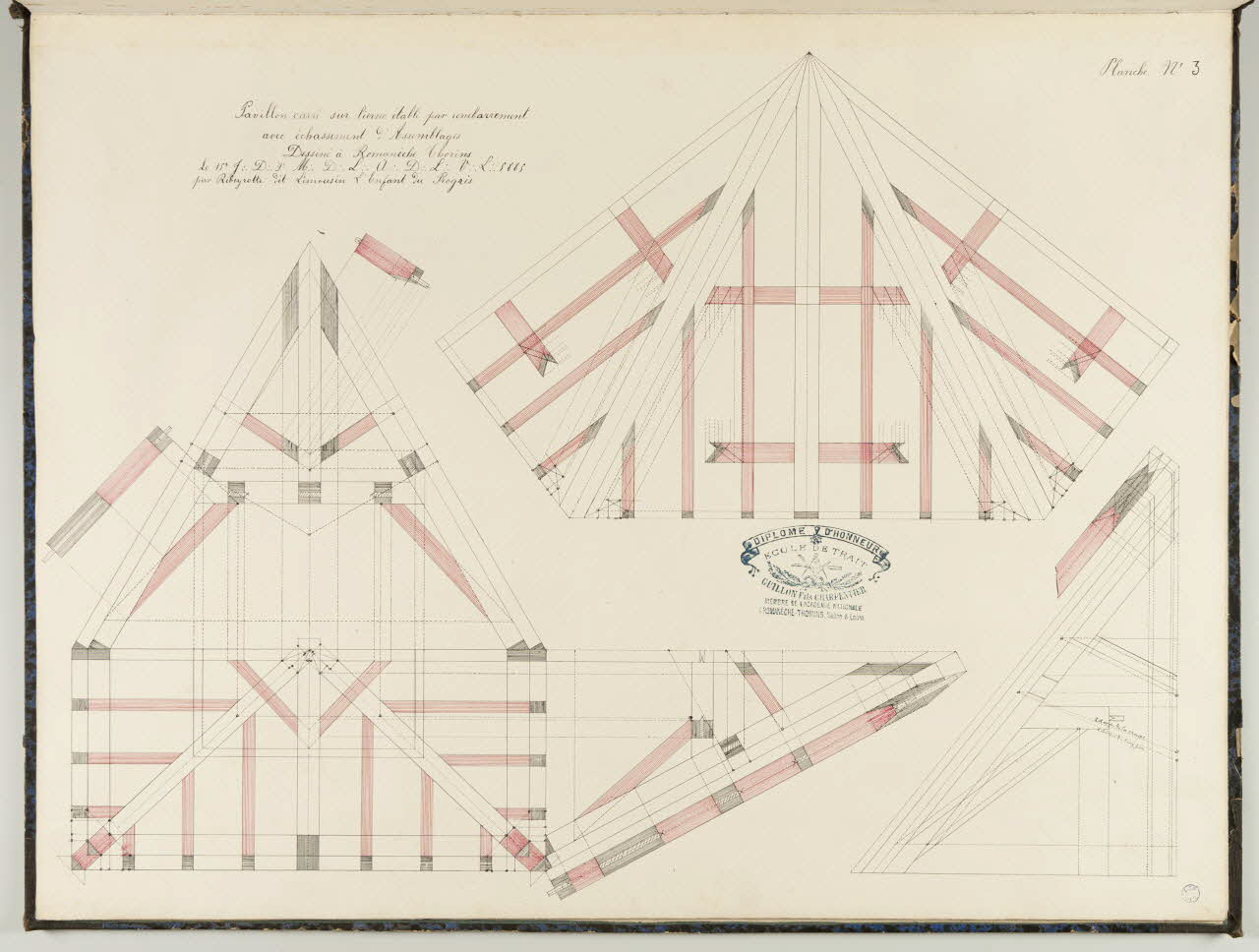 album Pavillon carré sur lierne établi par rembarrement  avec échassement d'Assemblages 1992.33.1.3 Photo