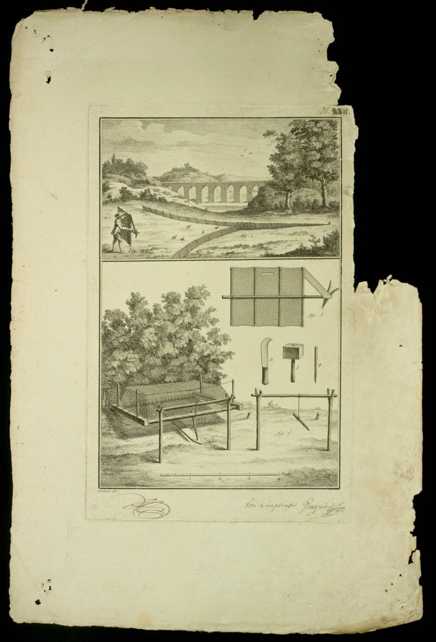 imagerie ancienne Appareils et camouflage pour la chasse aux perdrix 1992.40.13 Photo