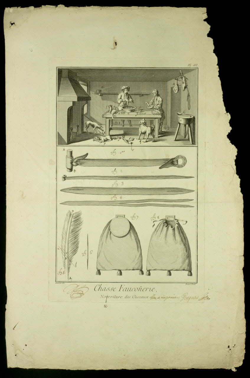 imagerie ancienne Chasse Fauconerie  nourriture des oiseaux 1992.40.3 Photo