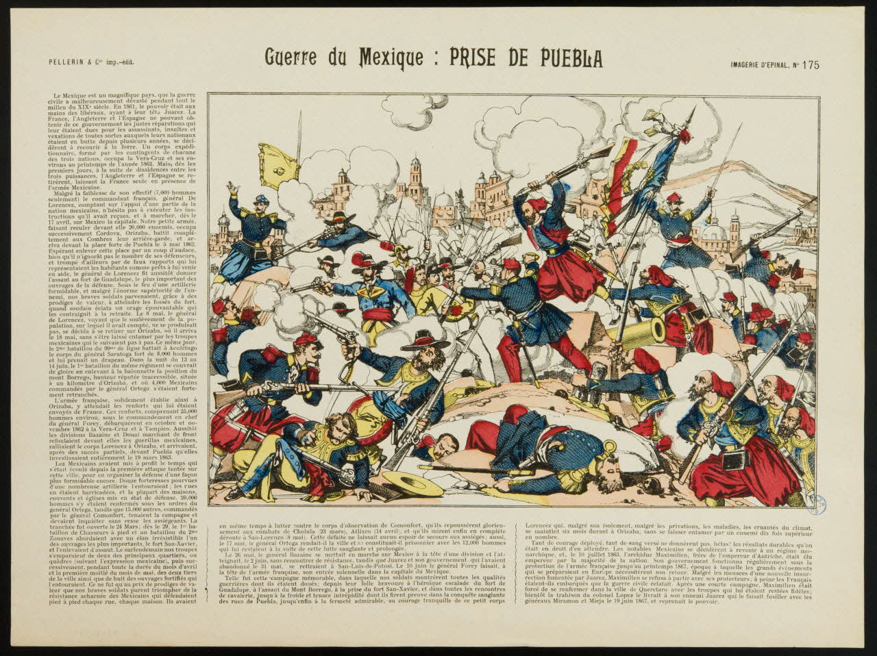 Pellerin estampe Guerre du Mexique : PRISE DE PUEBLA Lorraine, France 1888 1992.7.39 Photo