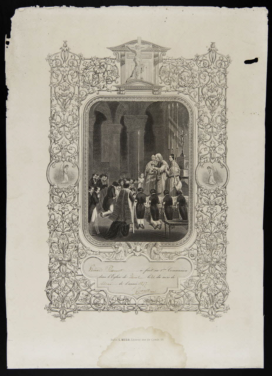 Mulo L. brevet Souvenir de première Communion Paris 1872 1992.9.1 Photo