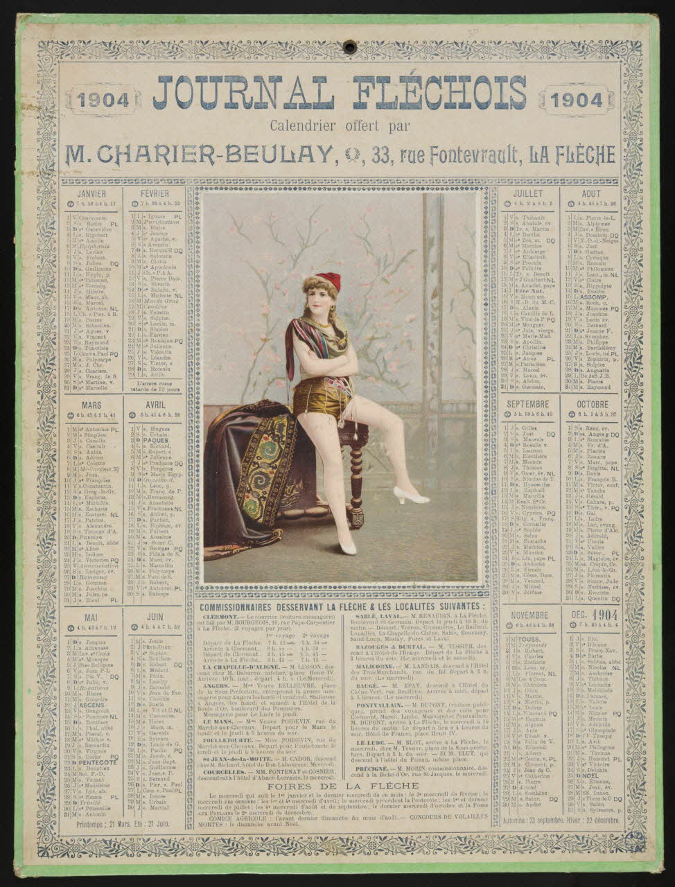 Charier-Beulay ; Le Journal Fléchois calendrier JOURNAL FLECHOIS La Flèche 1904 1993.2.107 Photo