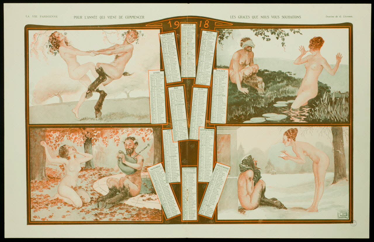 Léonnec G. calendrier POUR L'ANNEE QUI VIENT DE COMMENCER  LES GRACES QUE NOUS VOUS SOUHAITONS Paris 1918 1993.2.118 Photo