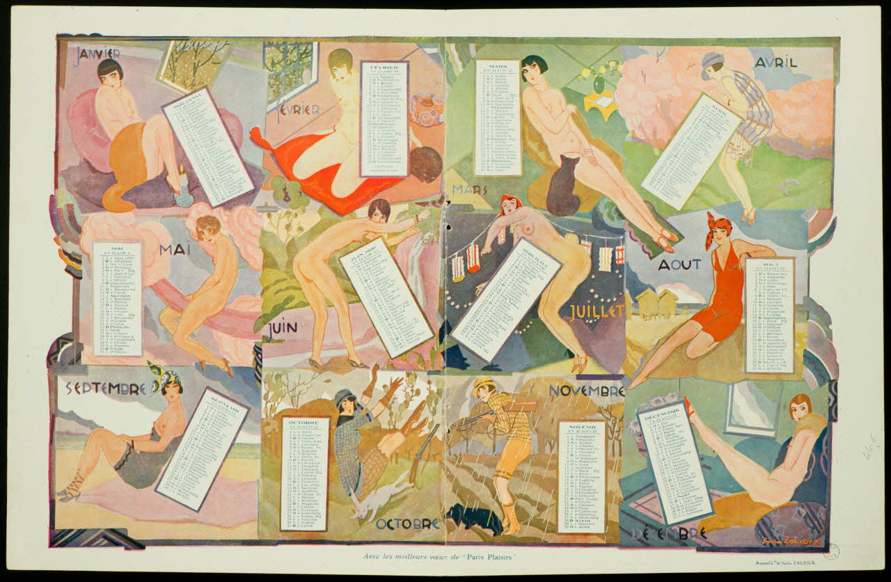 Zaliouk Sacha calendrier Avec les meilleurs voeux de "Paris Plaisirs" Paris 1926 1993.2.119 Photo