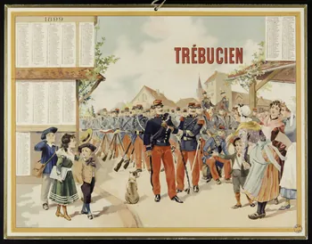 calendrier Arrivée de soldats français dans un village 1899 1993.2.135  Photo