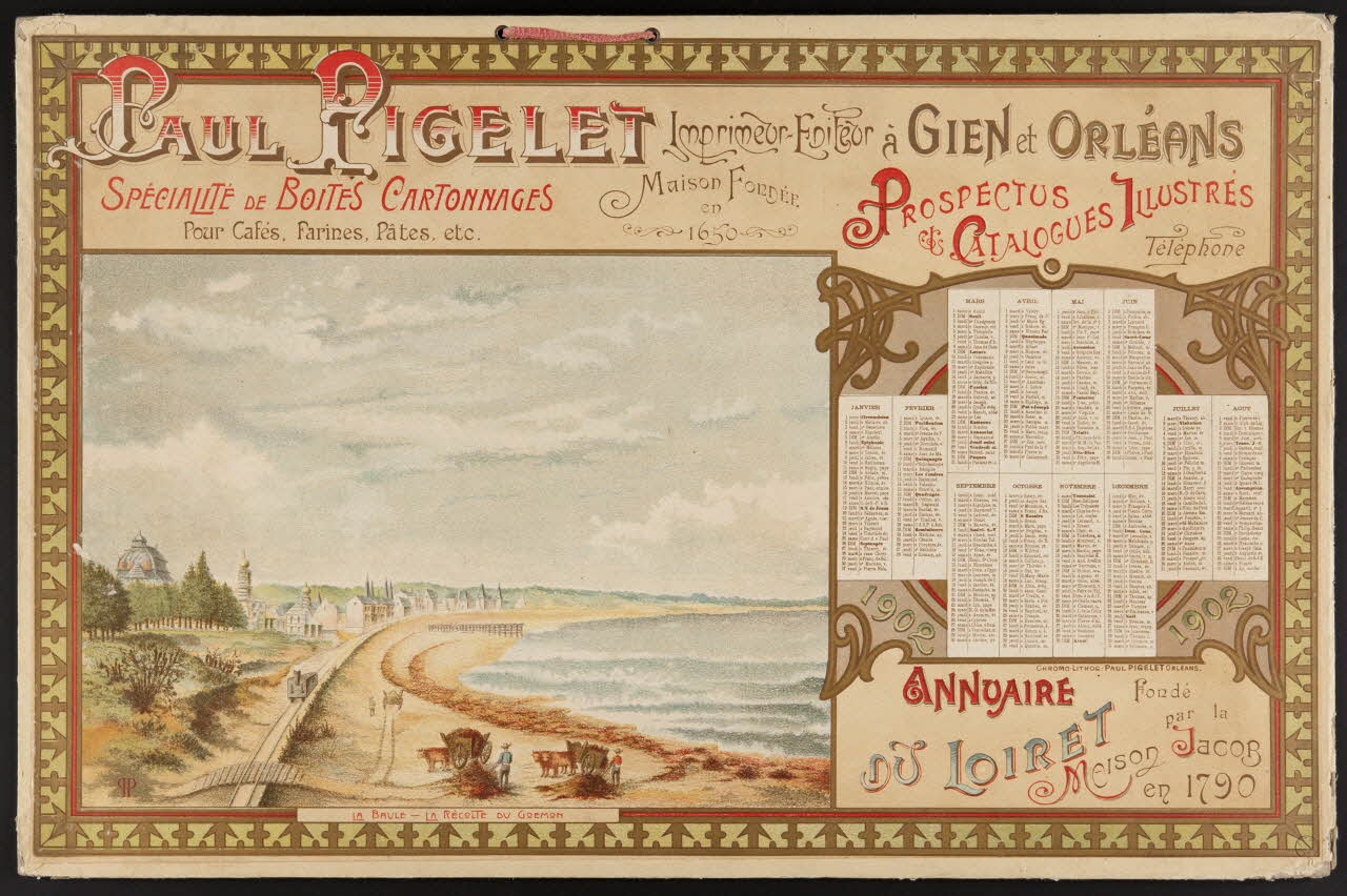 Paul Pigelet calendrier LA BAULE - LA RECOLTE DU GOEMON Orléans 1902 1993.2.141 Photo