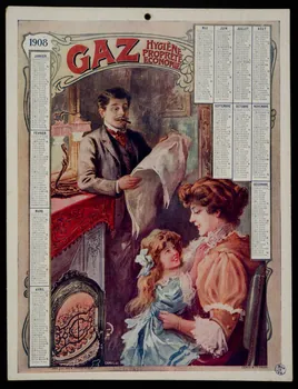 calendrier GAZ  HYGIENE  PROPRETE  ECONOMIE Paris 1908 1993.2.154 Photo