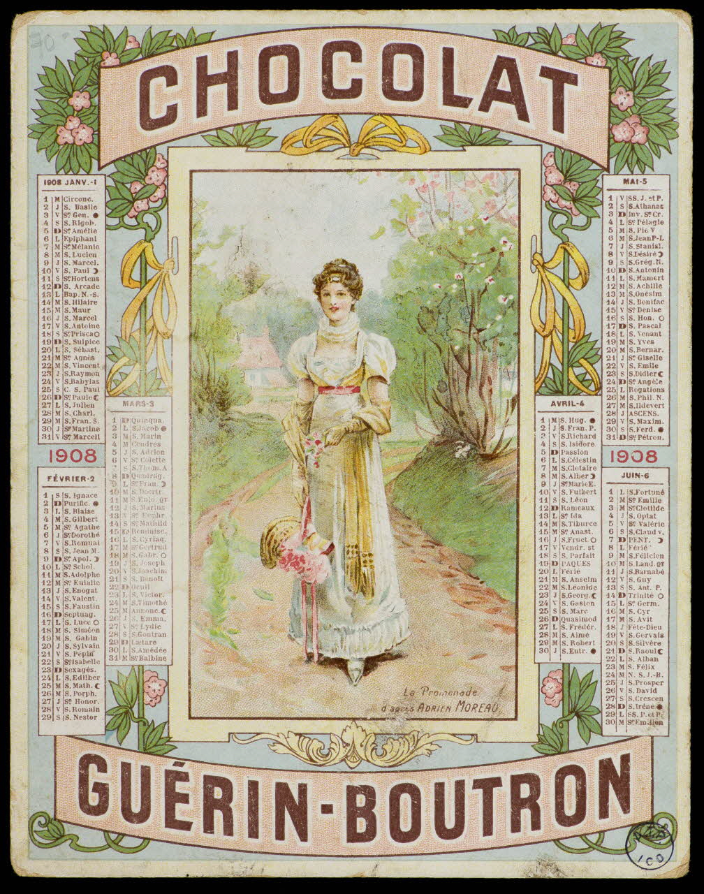 calendrier La Promenade  d'après ADRIEN MOREAU 1907 1993.2.155 Photo