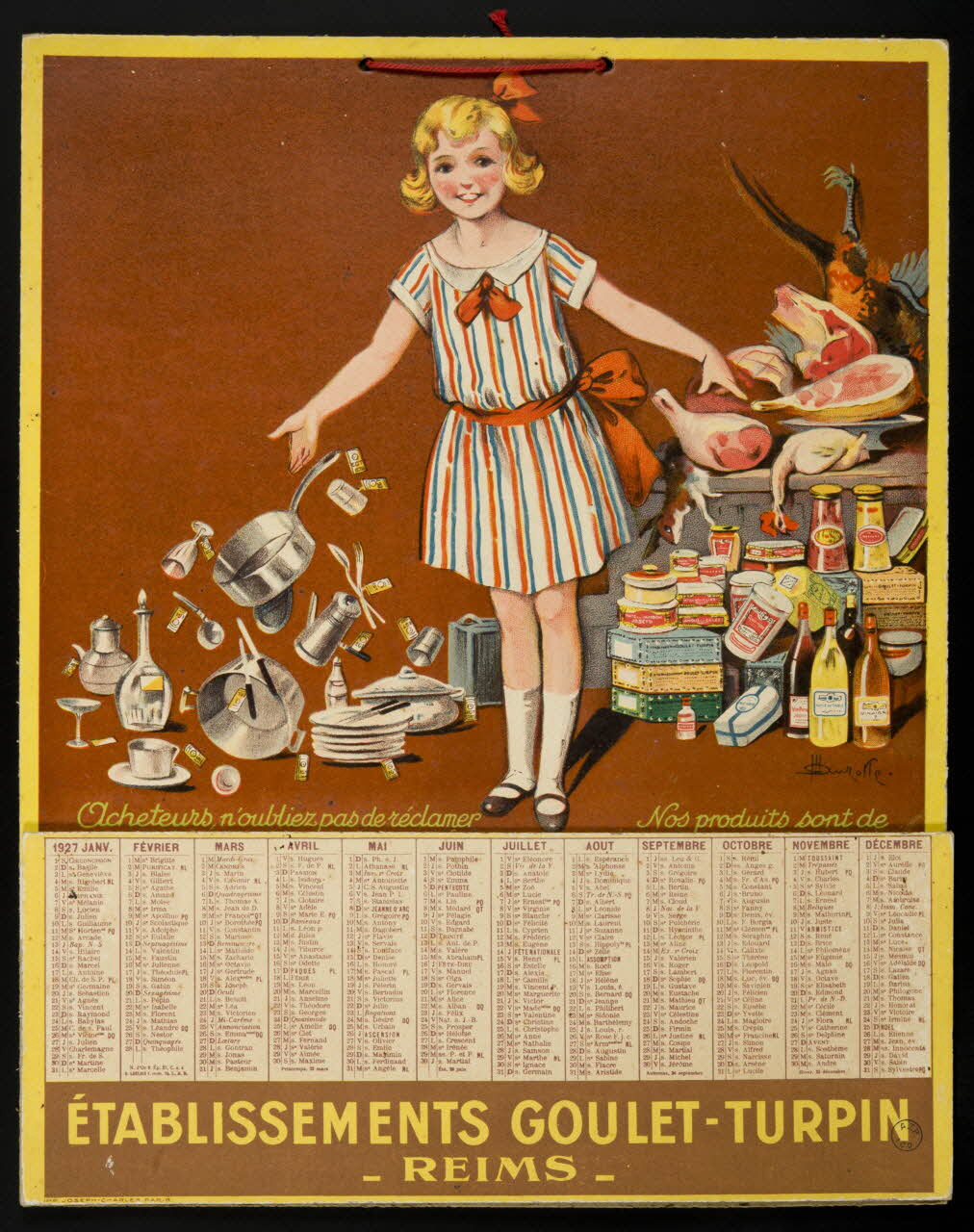 Durotte ; Joseph-Charles calendrier ETABLISSEMENTS GOULET-TURPIN  REIMS Paris 1927 1993.2.165 Photo