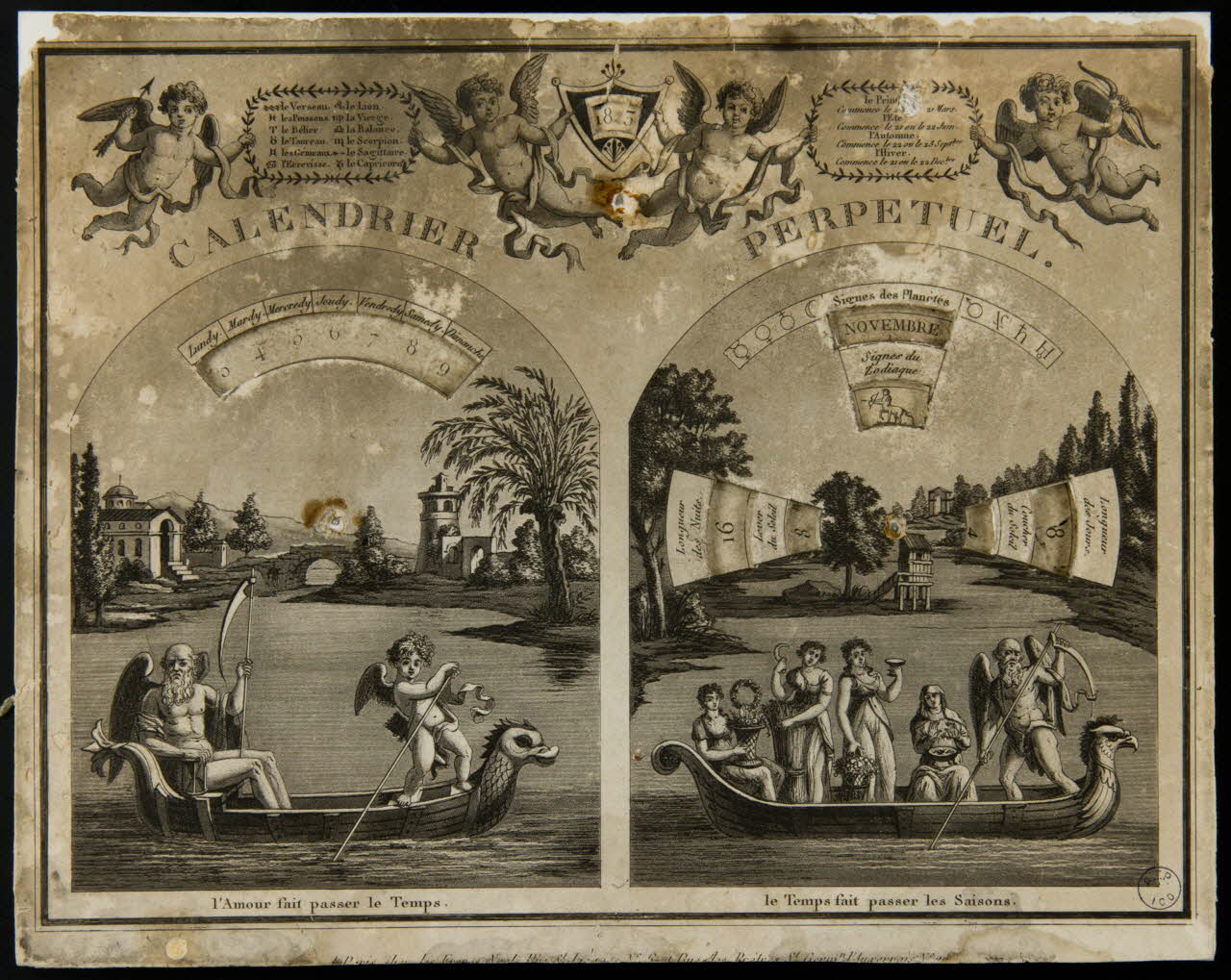 Noël frères calendrier calendrier perpétuel Paris 1823 1993.2.177 Photo